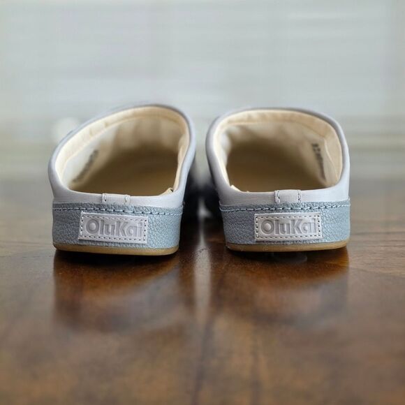 Olukai Hamani Leather Slip-on Mules Men's Size 9 Smoke / Storm Gray / Beige New - Picture 5 of 14
